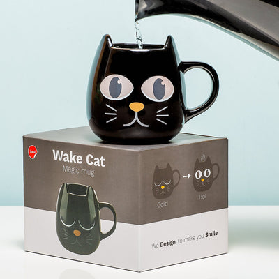 Balvi mug bag cat wake tasse thermosensible noire