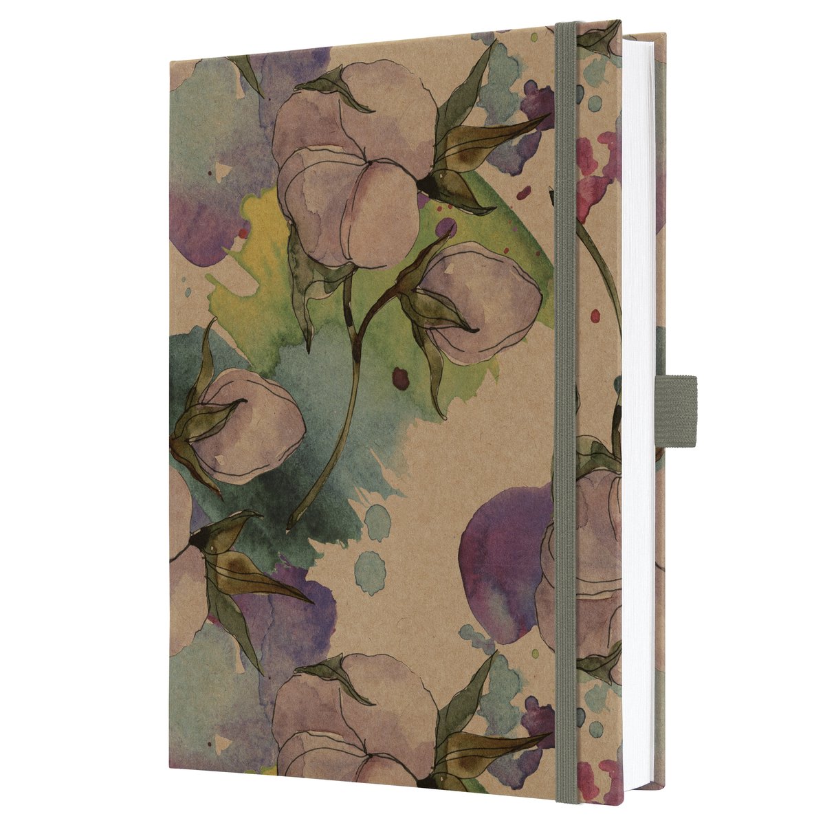 Carnet Sigel jolie - format a5 - kraft - pur fleurs de coton - si-jn855