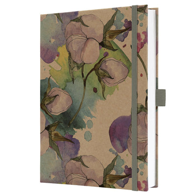 Carnet Sigel jolie - format a5 - kraft - pur fleurs de coton - si-jn855