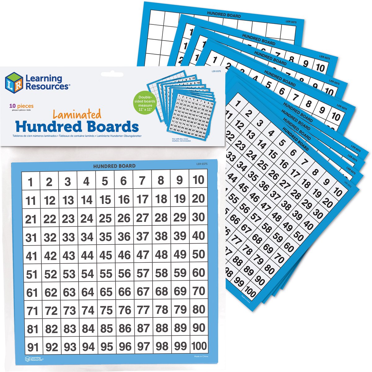 Jouets éducatifs Learning Resources - Cent planches laminées, lot de 10. - 3+