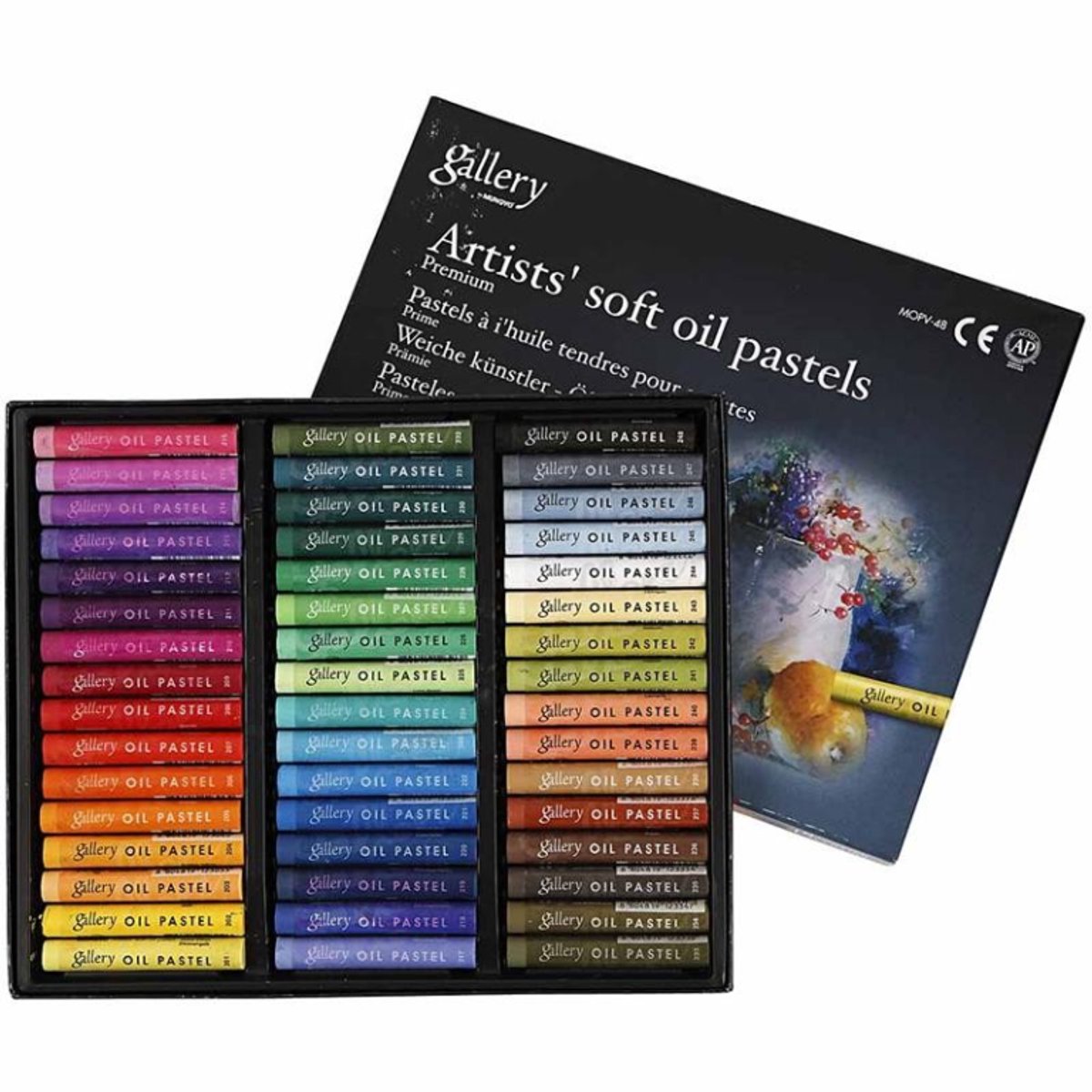 Mungyo gallery pastel à l'huile premium, l: 7 cm, épaisseur 10 mm, différentes couleurs, 48 ​​​​pièces 1 boîte