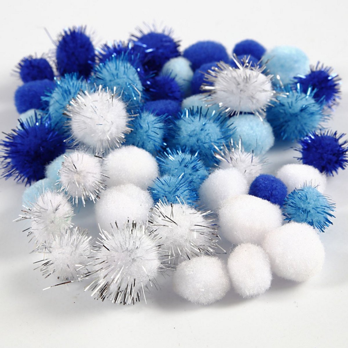 Pompons Creativ company, d 15+20 mm, différentes couleurs, 48 div 1 boîte
