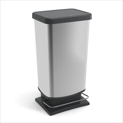 Poubelle à pédale Rotho Paso Plus - Poubelle - 40 litres - Sans BPA - Argent