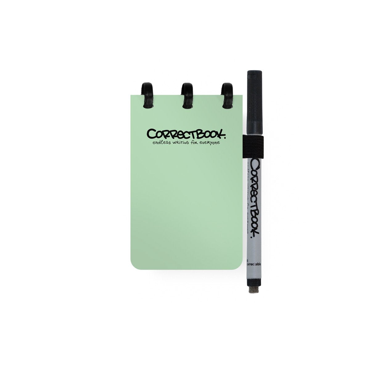 Carnet effaçable Correctbook a7 – menthe brumeuse – mix (lignes vierges) – carnet réutilisable – avec lingette pour stylo – format de poche