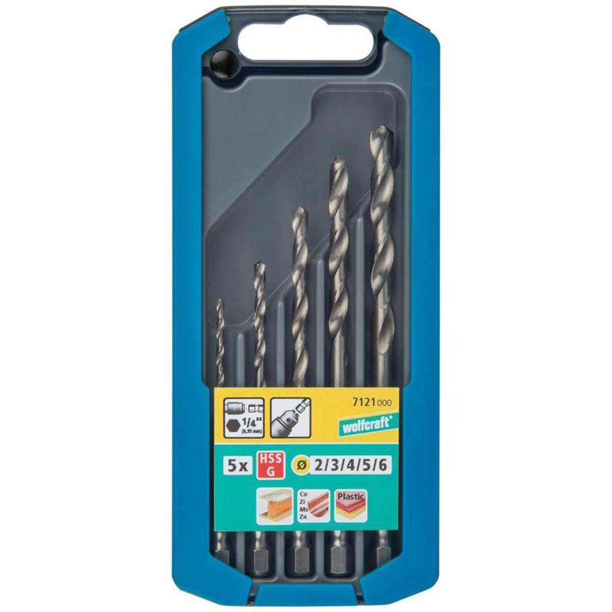 Wolfcraft - jeu de forets à métaux - hss - tige hexagonale - ø 2–6 mm - 5 pièces - pour le métal - 7121000