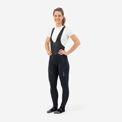 Rogelli liona pantalon de cyclisme long femme - chamois et bretelles - noir - xl