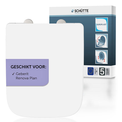 Abattant WC Schütte 82820 pro 4 - forme E - frein de chute - amovible - convient pour Geberit Renova Plan - capacité de charge jusqu'à 250 kg