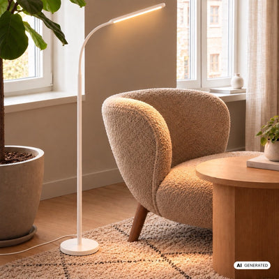 B.k.licht briloner mura – Lampadaire LED – dimmable – 6w – 600lm – commande tactile – orientable – blanc – lampe de lecture moderne