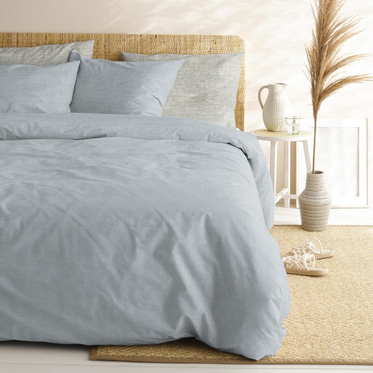 Housse de couette Cendrillon lyn - 1 personne - coton - 140x200 220 cm - gris clair + 1 taie d'oreiller 60x70