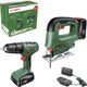 Boîte à outils verte Imp Bosch Easyact 18v-40 + easysaw 18v-70 | 2 batteries 2,0 Ah + chargeur 06039d810a