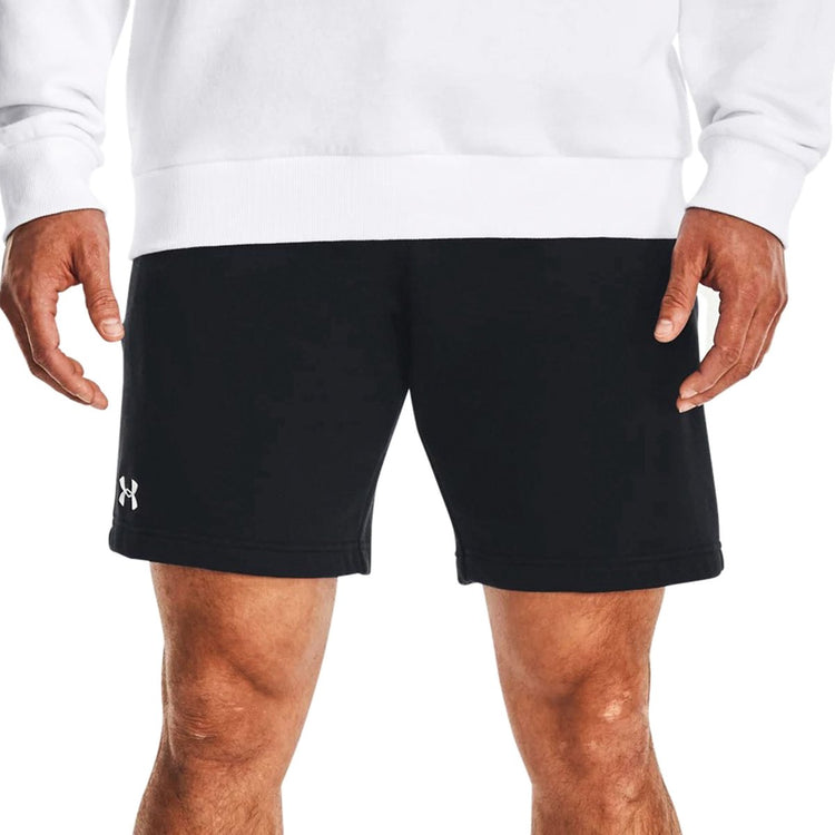 Under Armour UA Rival Fleece Shorts-BLK Pantalon de sport pour hommes - Noir - Blanc