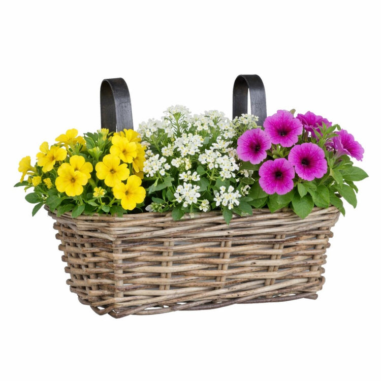 Décorations en mica panier suspendu pour plantes - 30 x 19 x 15 cm - tissé - jardinière à balustrade suspendue - supports