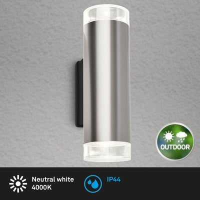 Briloner Leuchten Lampe d'extérieur LED métal 2x Gu10 4,7W IP44 400lm 4000K acier inoxydable