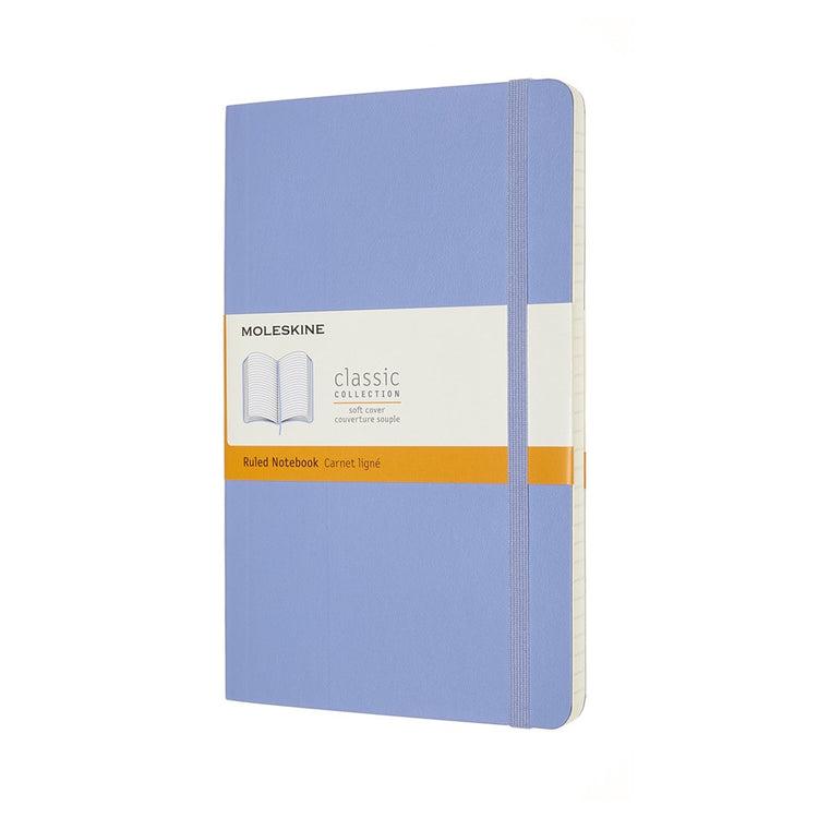Carnet classique Moleskine - grand - couverture souple - ligné - bleu hortensia