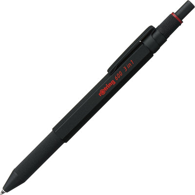 Rotring 300 multipen 3-en-1 - stylo à bille et porte-mine - 0,5 mm - pointes à bille à encre noire et rouge - boîtier noir