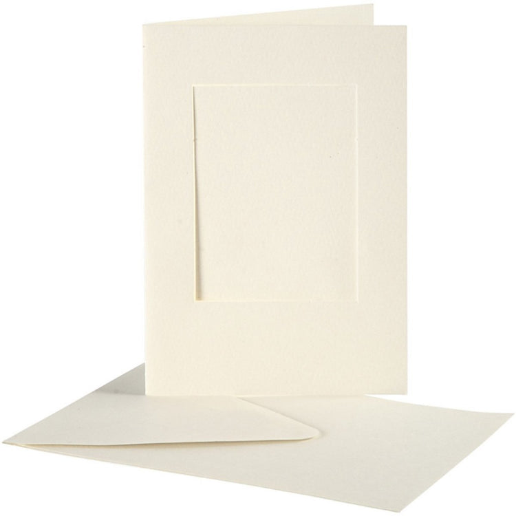 Cartes passe-partout Creativ company, rectangle, format carte 10,5x15 cm, format enveloppe 11,5x16,5 cm, blanc cassé, 10 jeux 1 boîte