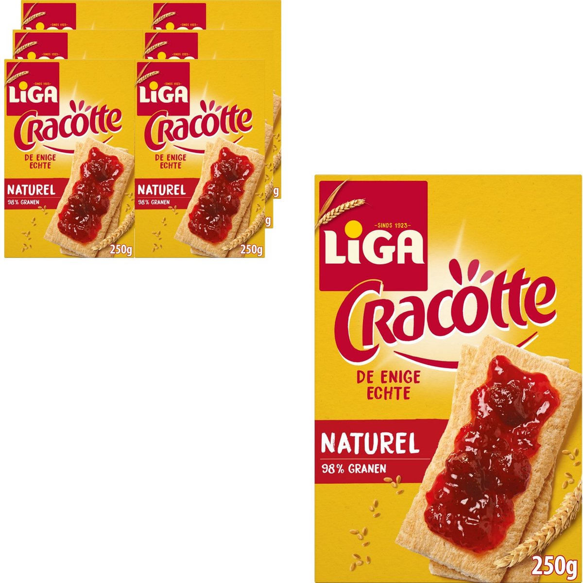 Liga cracotte crackers légers naturels 6 x 250g - crackers - substituts de pain - petit déjeuner