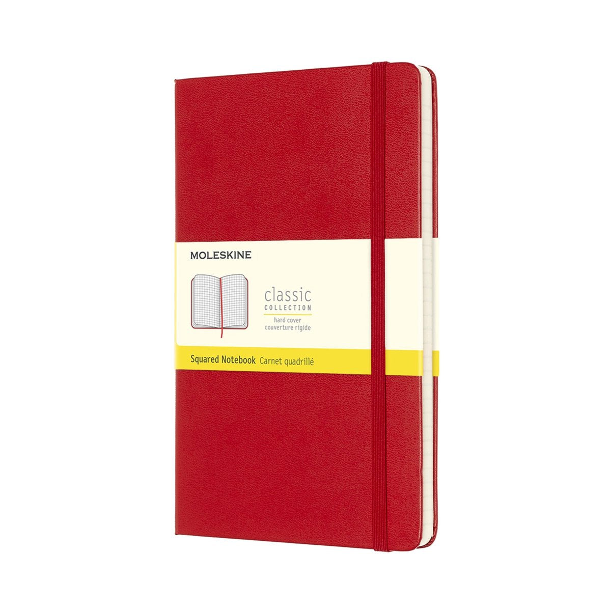 Carnet classique Moleskine - grand - couverture rigide - à carreaux - rouge
