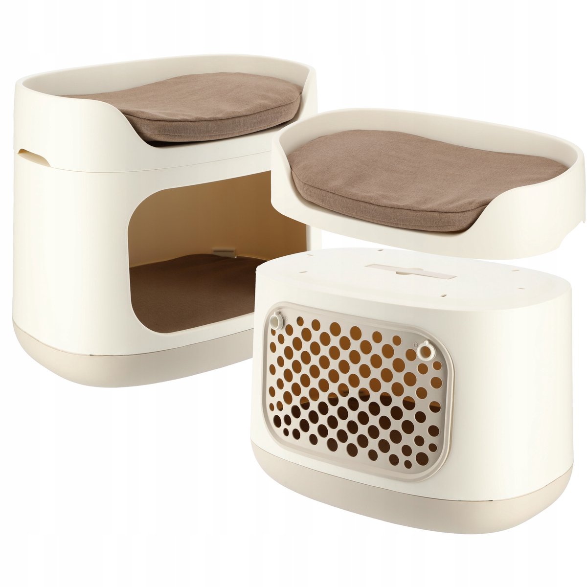 Panier pour chat lit superposé Curver - beige marron - 58 x 3 2x 50 cm