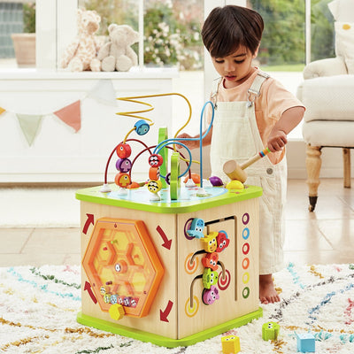 Hape Activity Cube Farm Animals - Cube de jeu en bois avec 5 faces de jeu à partir de 12 mois