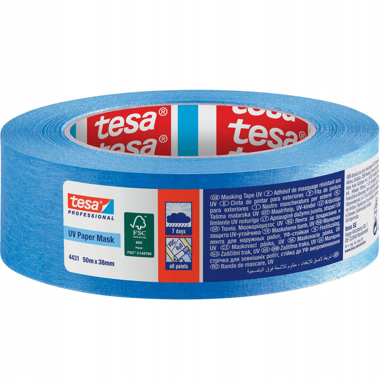 Tesa Ruban de masquage UV papier bleu 38 mm x 50 m - travaux extérieurs