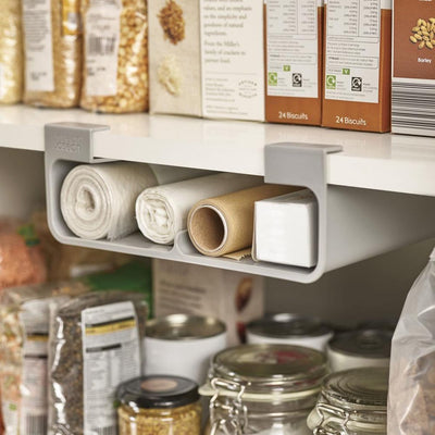 Joseph Joseph Organisateur d'armoire de cuisine pour papier d'aluminium, film alimentaire, papier sulfurisé et sacs - support peu encombrant - gris - moyen