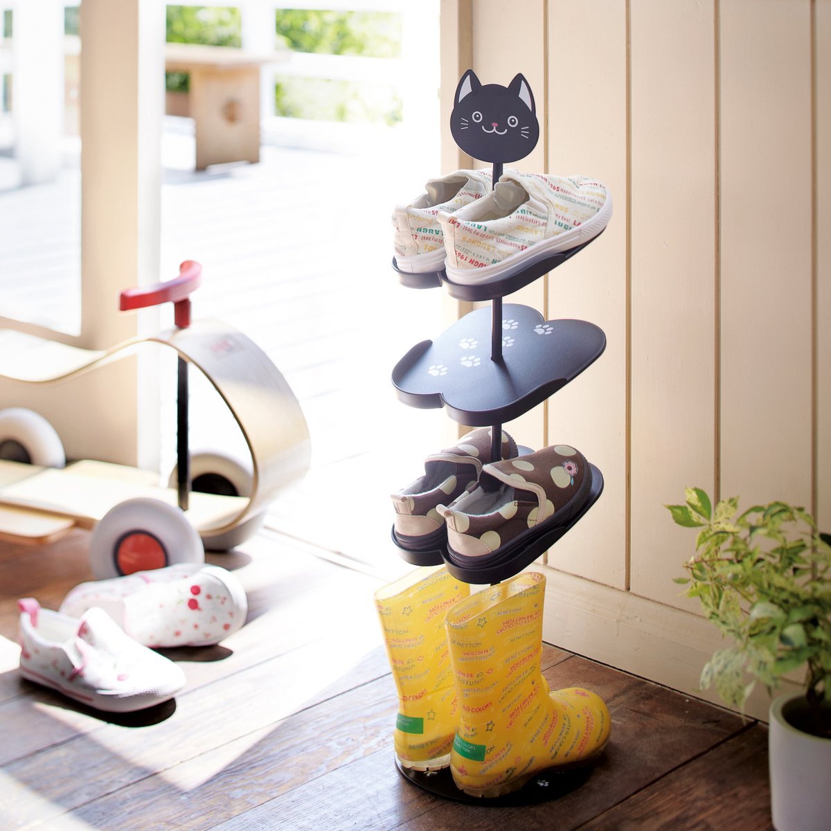 Yamazaki étagère à chaussures pour enfant - chat - noir