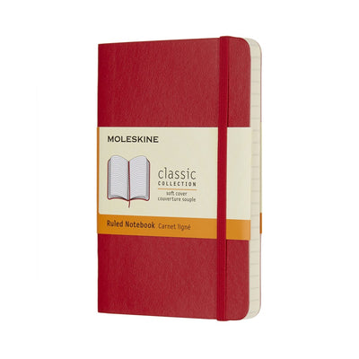 Carnet classique Moleskine - pochette - couverture souple - ligné - rouge