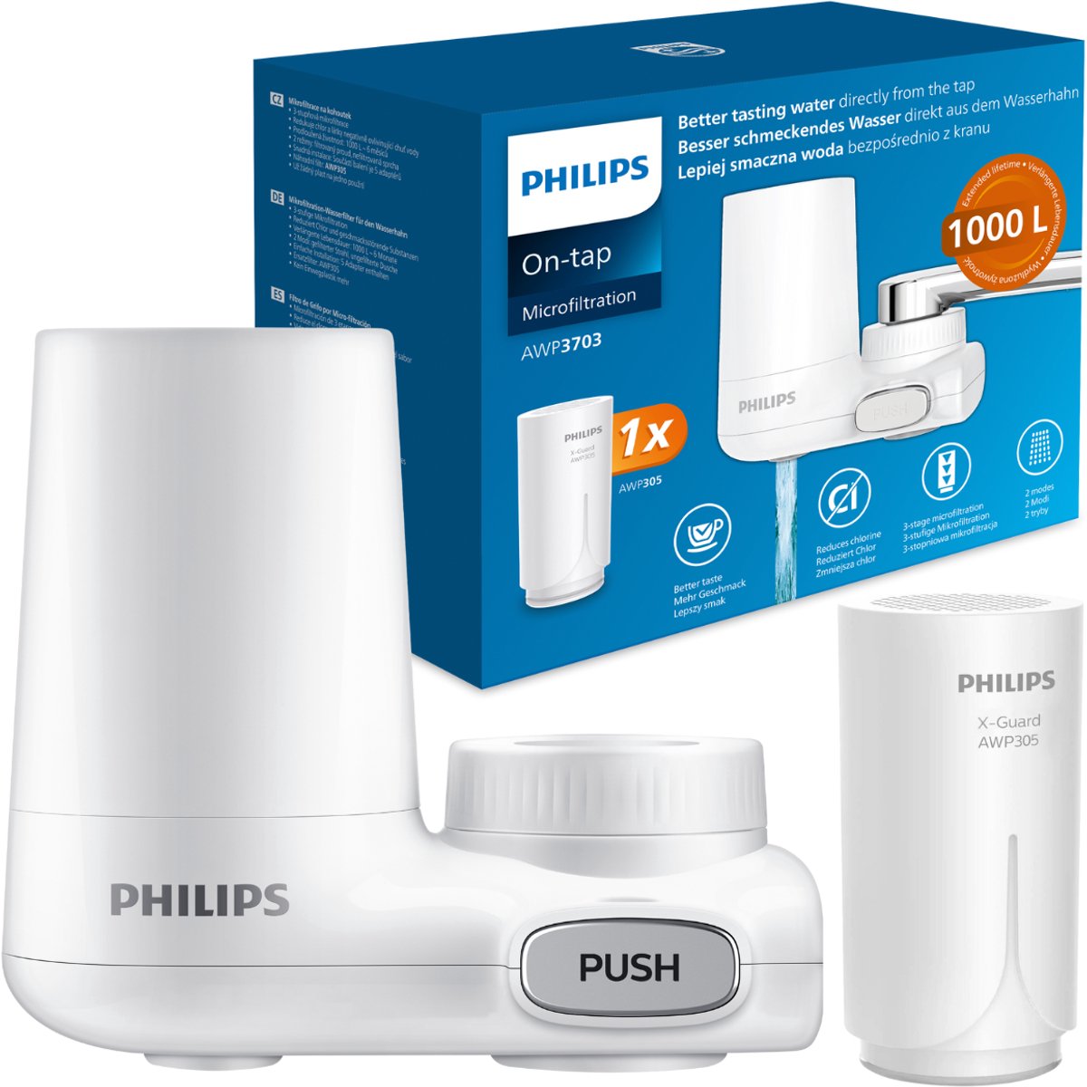 Philips awp3703 - filtre à eau du robinet - savoureux et propre - installation facile