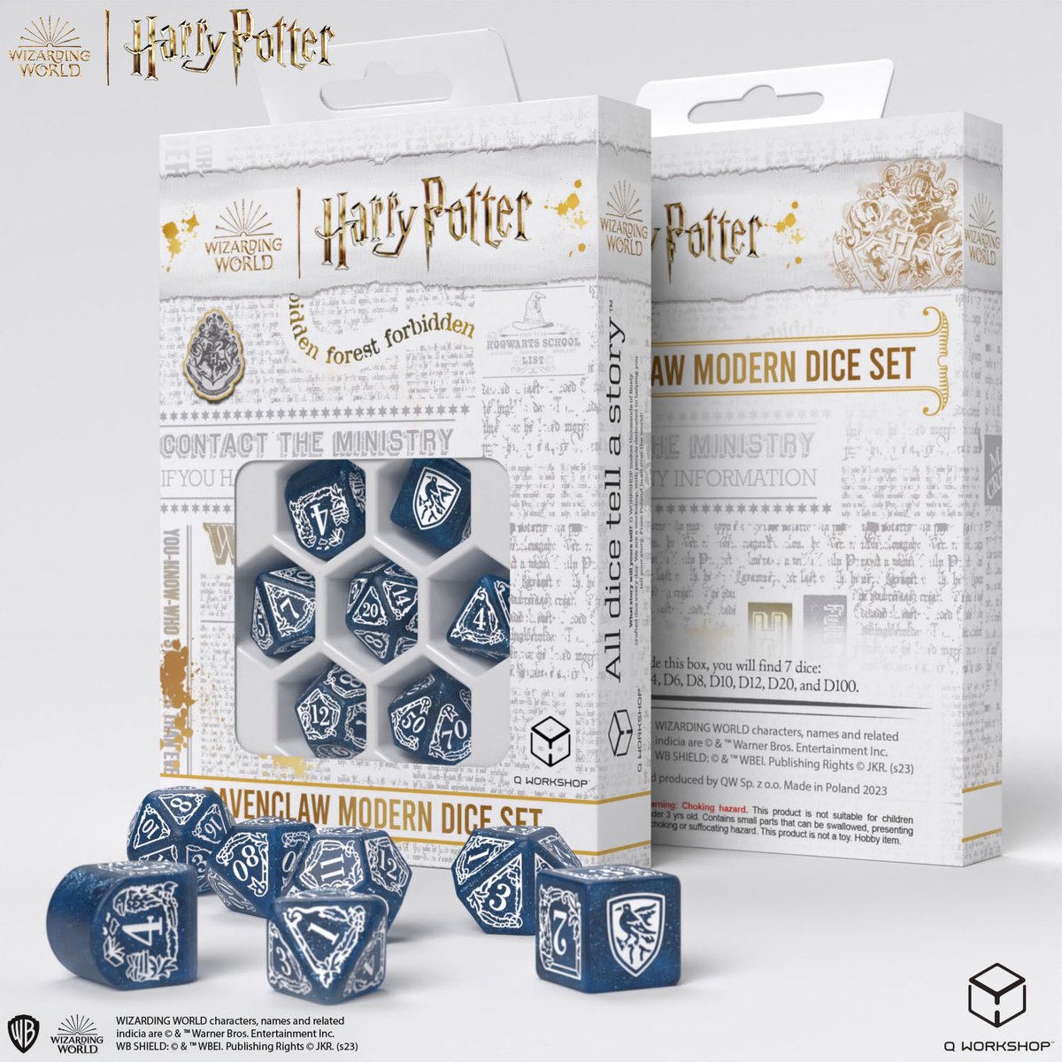 Q-workshop Harry Potter : jeu de dés modernes Serdaigle bleu (7pcs) - accessoires