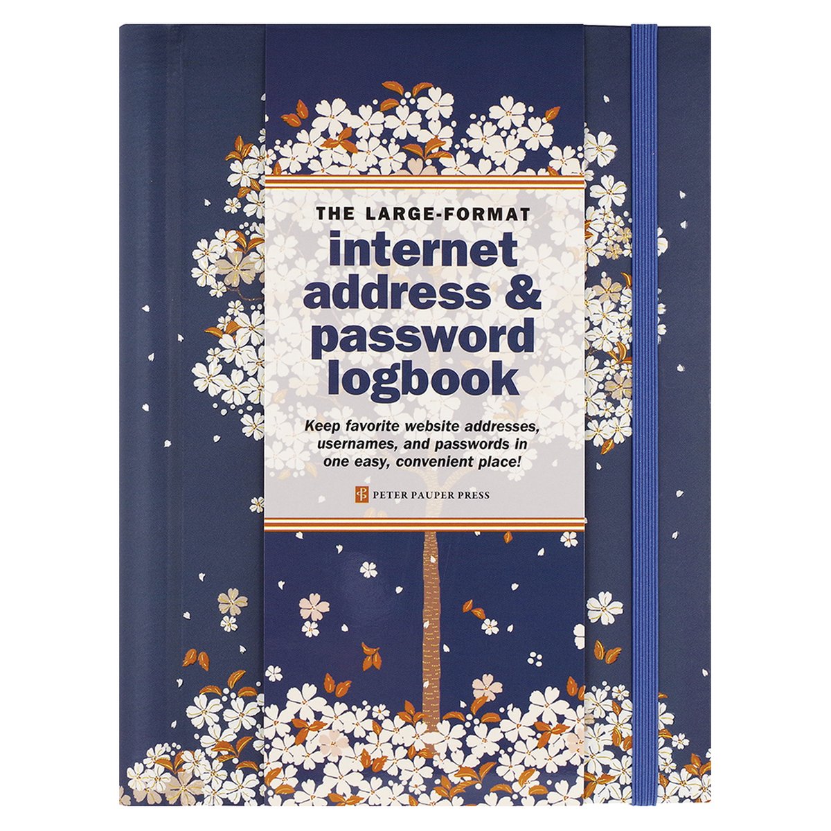 Comellopeter Pauper Peter Pauper Carnet de mots de passe Internet - Fleurs tombantes - avec fermeture élastique - grand 16x21 cm