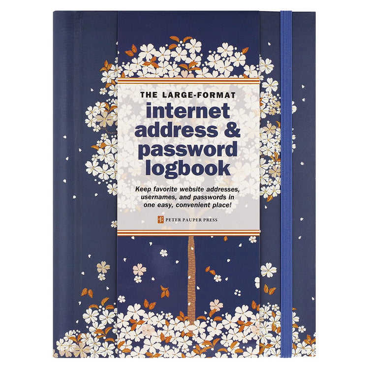 Comellopeter Pauper Peter Pauper Carnet de mots de passe Internet - Fleurs tombantes - avec fermeture élastique - grand 16x21 cm