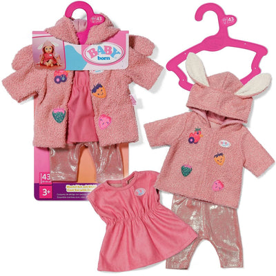 Ensemble manteau et robe pour poupée Baby Born, tenue rose de 43cm.
