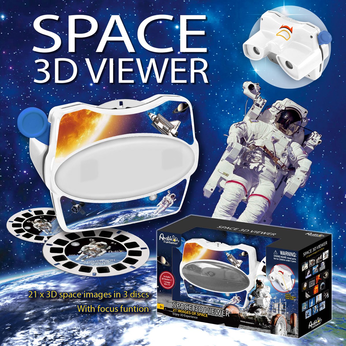 Jouet visionneuse 3D Ambo - espace éducatif en carton gris multicolore.