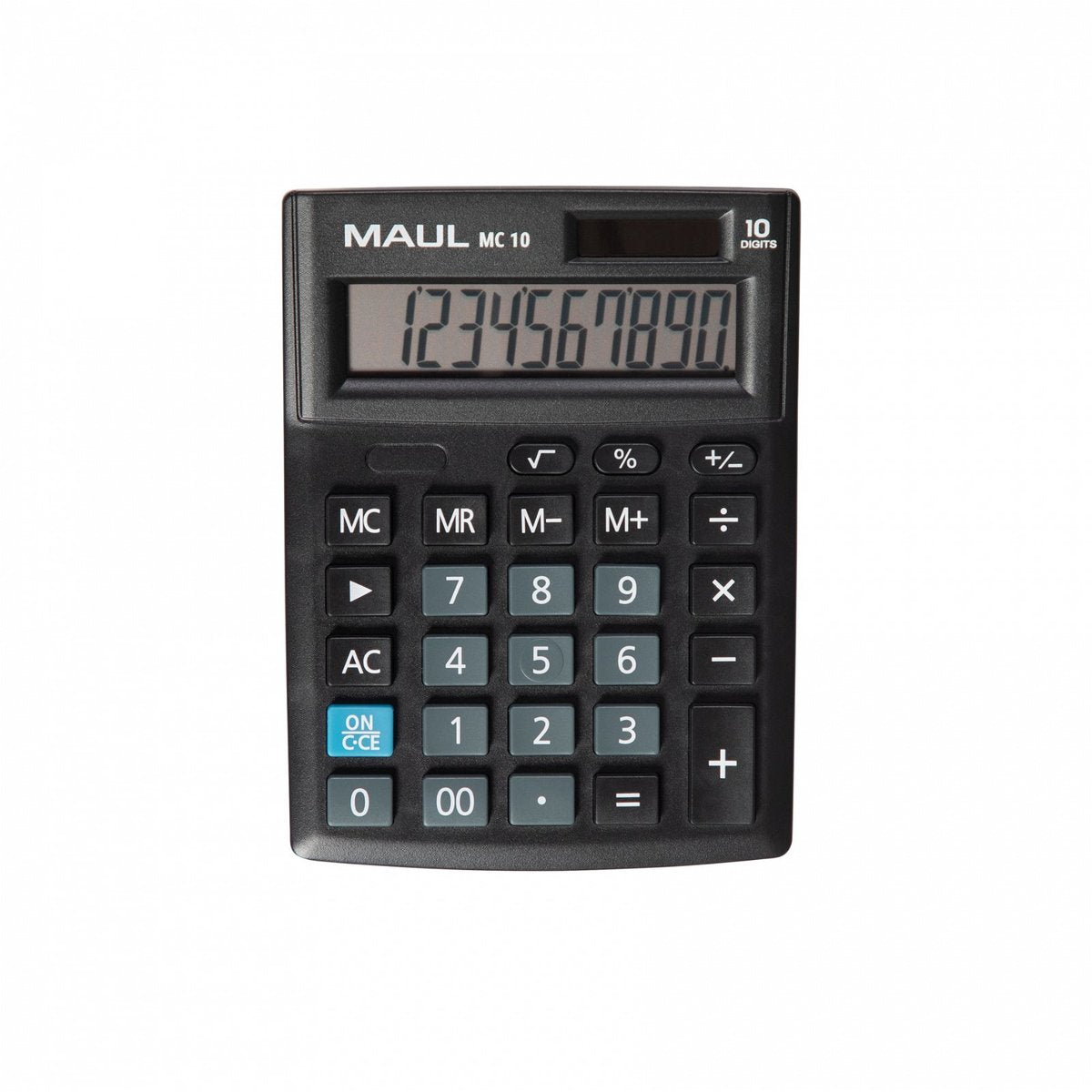 Calculatrice de bureau Maul mc 10 noir nombre de positions d'affichage : 10 alimentée par batterie, alimentée par l'énergie solaire (l x h x p)