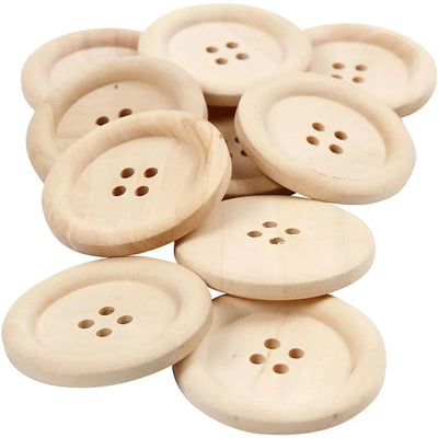 Boutons en bois Creativ company, d 35 mm, diamètre du trou 2 mm, 4 trous, 10 pièces 1 boîte