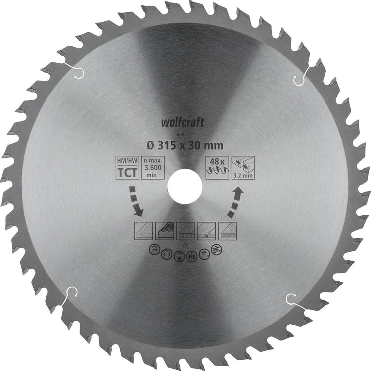Wolfcraft - lame de scie circulaire pour table de scie 315x30mm - 48 dents - lame de scie pour scie à table - 315x30 - 6684000