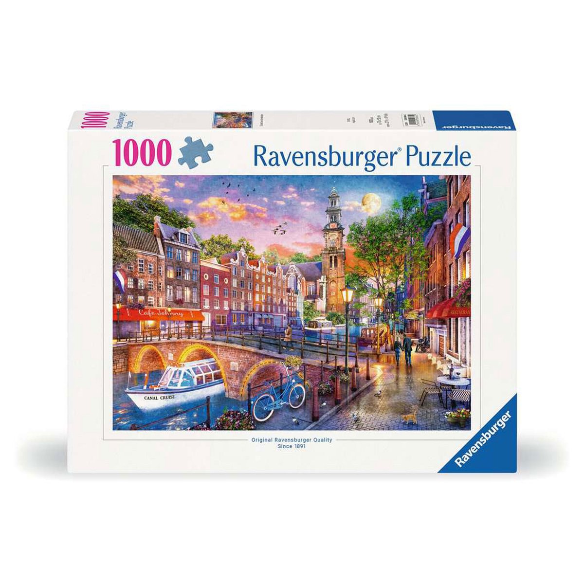 Puzzle Ravensburger Coucher de soleil d'Amsterdam - 1000 pièces en carton.