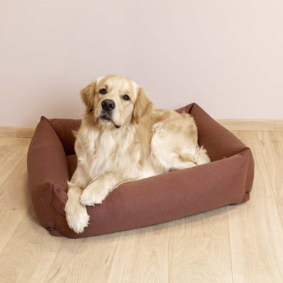 D d home - lit pour chien eden - housse lavable hydrofuge - marron - moyen 90x70x22cm