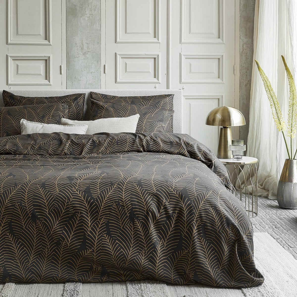 Damai bellezza - housse de couette - satin - 140x200 220 cm - noir + 1 taie d'oreiller 60x70