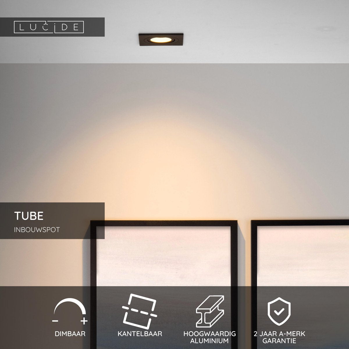 Lucide tube - spot encastré - 1xgu10 - noir