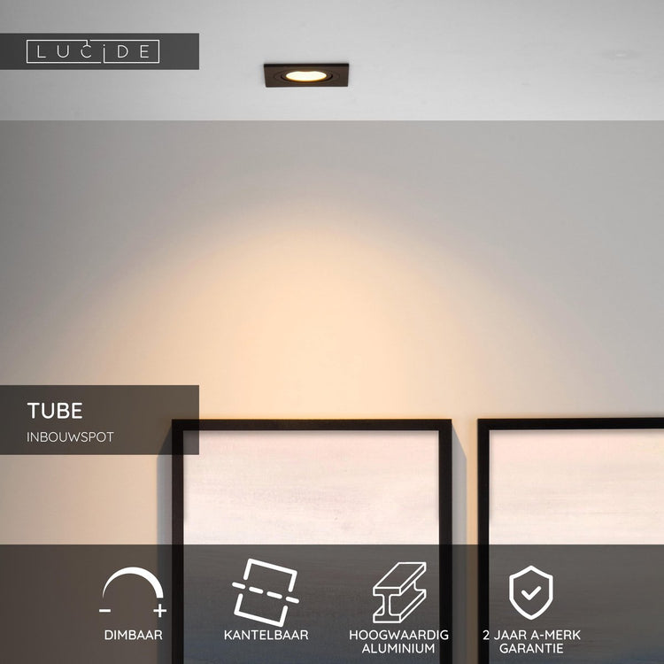 Lucide tube - spot encastré - 1xgu10 - noir