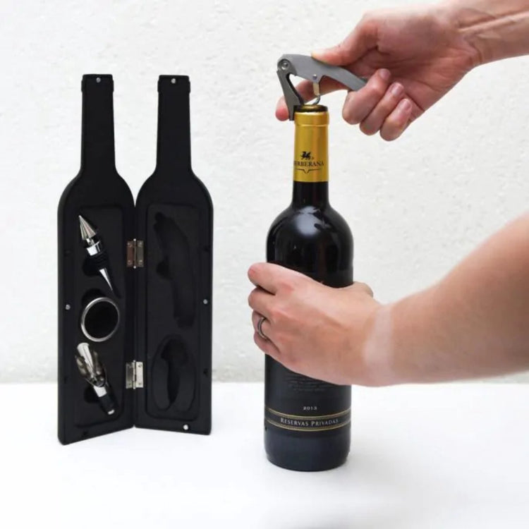 Conçu par l'homme mikamax ensemble d'accessoires pour le vin - 5 pièces - forme de bouteille de vin - cadeau de luxe - 750 ml