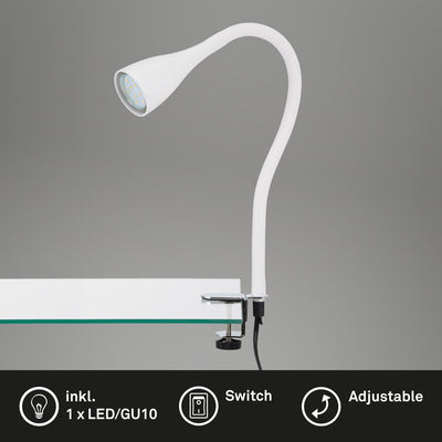 Briloner elasti - lampe à pince - lampe de chevet - avec cordon - avec interrupteur marche/arrêt - spot à pince flexible - blanc chaud 3000k - 3w - 250 lm - ip20
