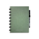 Carnet effaçable Correctbook a5 – couverture rigide en lin – carnet réutilisable – vert olive – vierge – avec lingette pour stylo – peut être complété par des pages supplémentaires