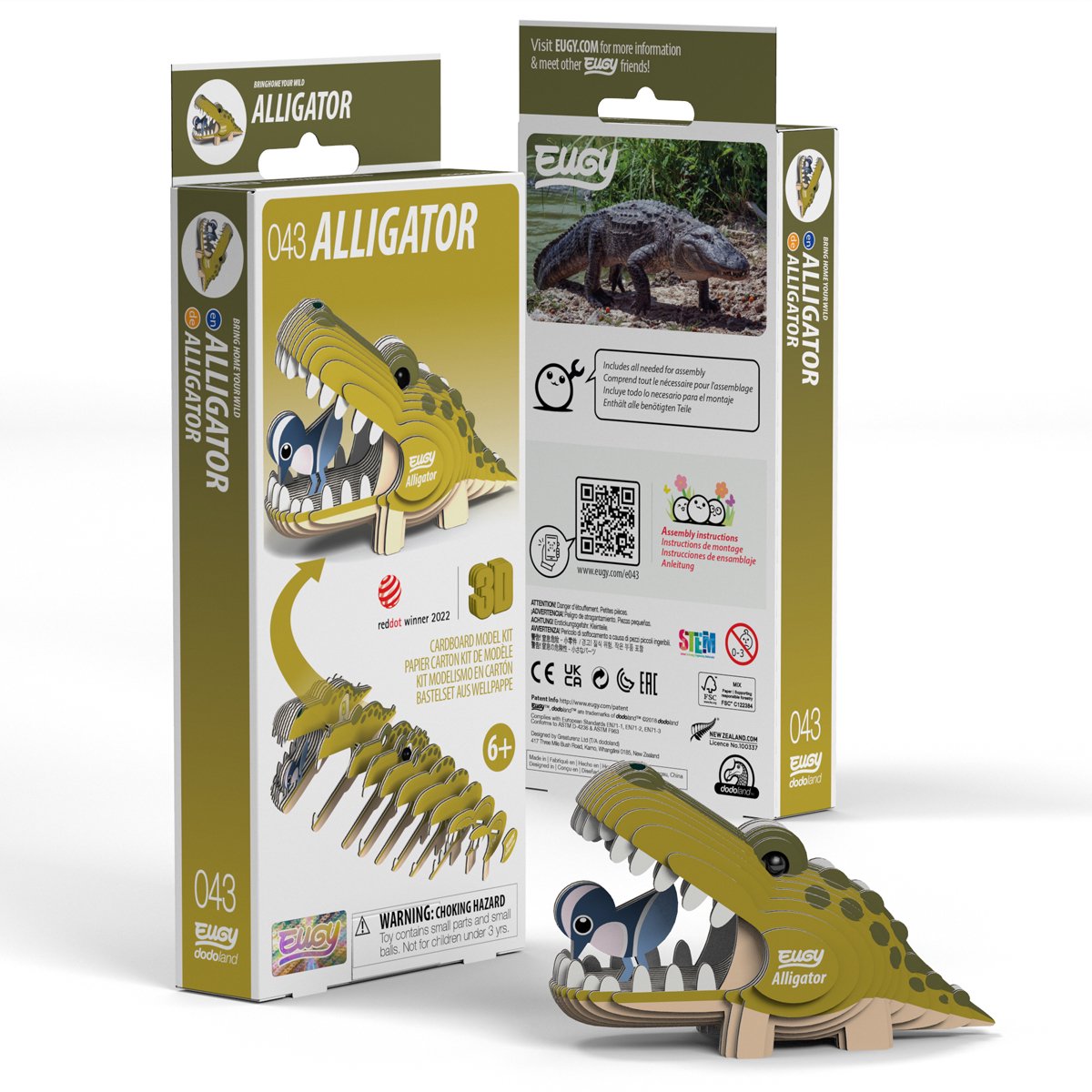 Puzzle 3D Eugy - alligator - animaux sauvages - durable - collectionnez-les tous - 6 ans