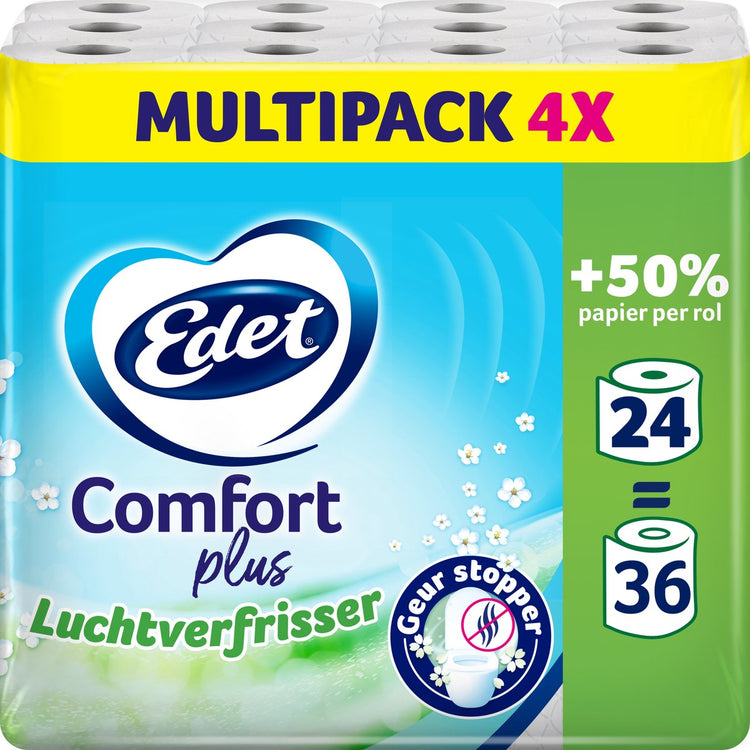 Papier toilette Edet confort plus avec désodorisant - 3 couches - 24 maxi rouleaux
