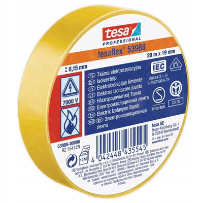 Tesa professional 1064504 - tesa 53988 ruban isolant électronique 20m 19mm jaune | 10 pièces