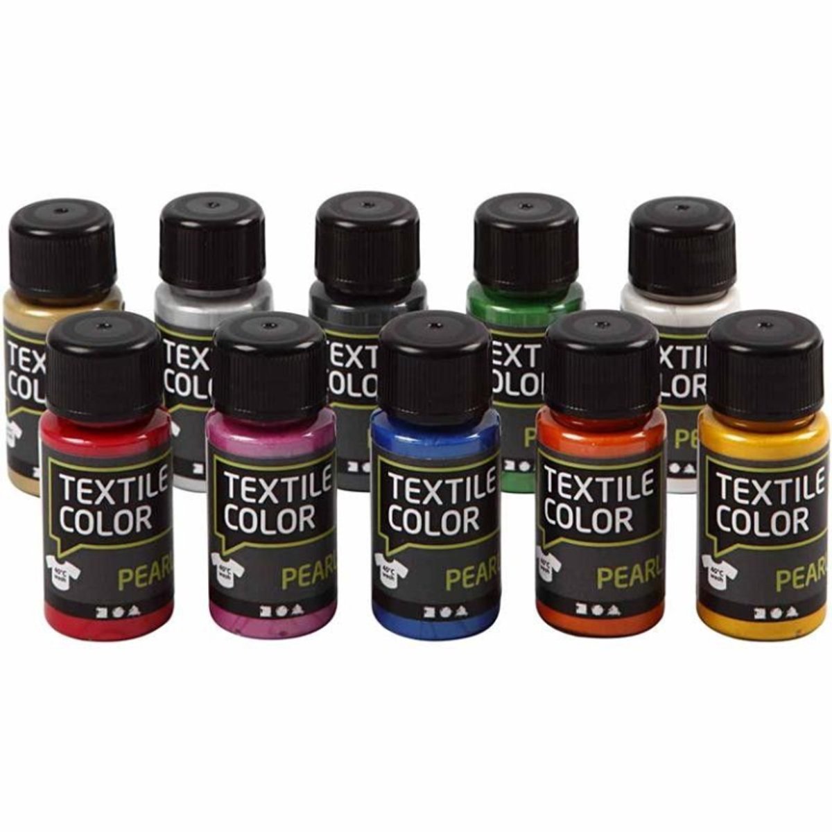 Peinture textile différentes couleurs, 10x50 ml.