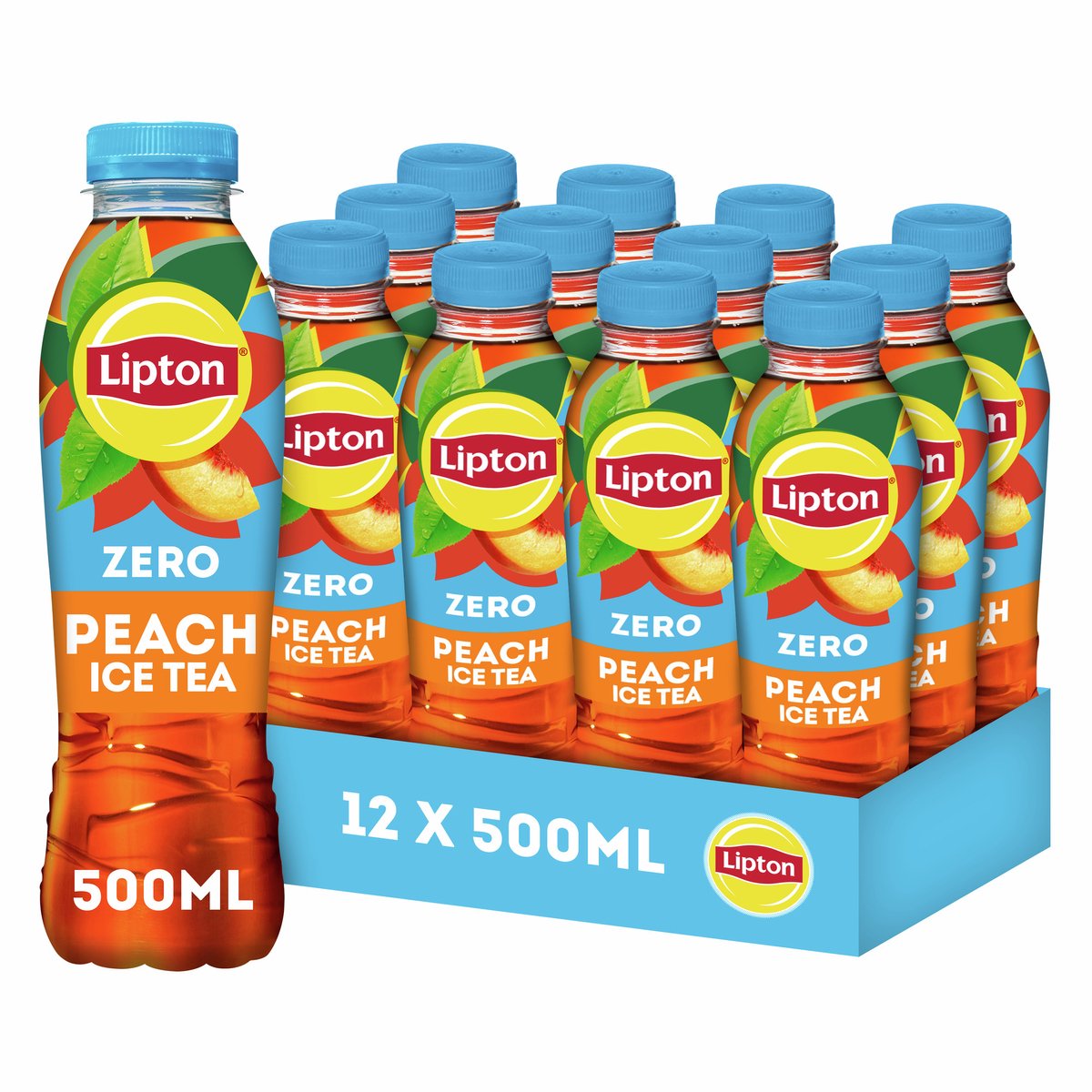 Bouteille de pêche de thé glacé Lipton - zéro sucre - sans sucre - 12 x 500 ml - pack économique